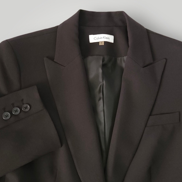 Calvin Klein Chocolate Brown Blazer 6 Quiet Luxury Office Siren Corporate Core - Picture 2 of 8